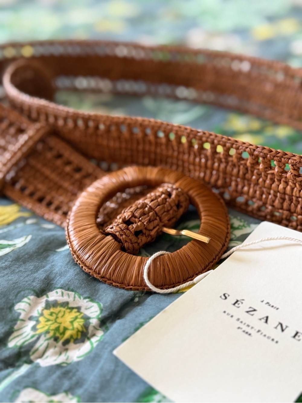 Sezane Nella Belt Coffee Raffia - Size 90 | NWT